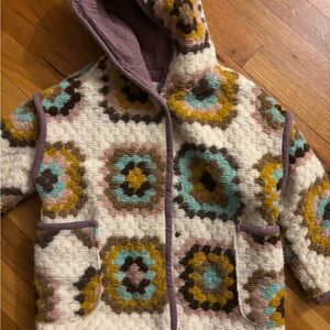 Colorful Crochet Hooded Jacket